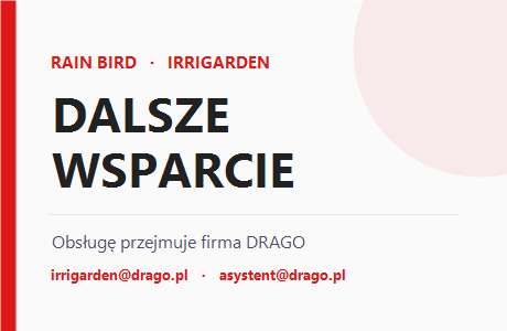 Dalsze wsparcie – obsługę reklamacji Rain Bird oraz programu IRRIGARDEN przejmuje firma DRAGO